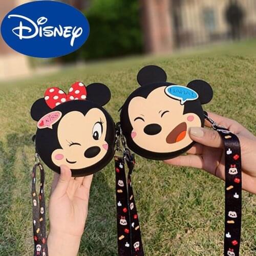 Disney Mickey Mouse Silicone One-shoulder Messenger Bag Cartoon Anime Figure Childrens Change Key Pack Fashion Girls Cute Bags