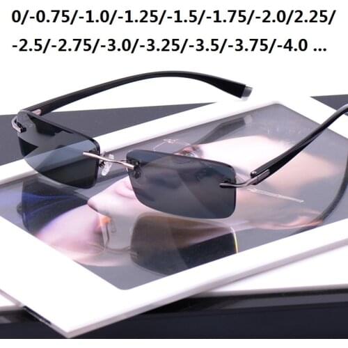 Rimless Myopia Sunglasses Men Polarized Driving Sun Glasses for Male -1.0 -1.5 -1.75 -2.0 -2.5 Mens Optical Eyewear Anti Glare