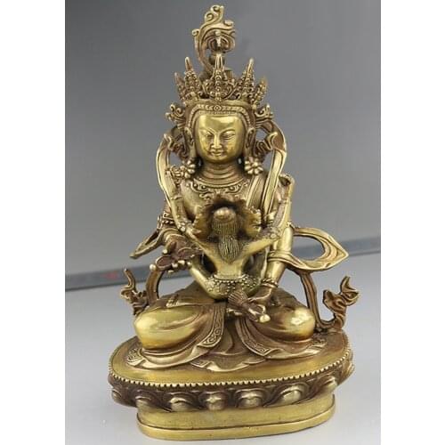 Tibet bronze Gilt Buddhism lotus Vajrabhairava Phurpa Vajra Yab-Yum Budda statue