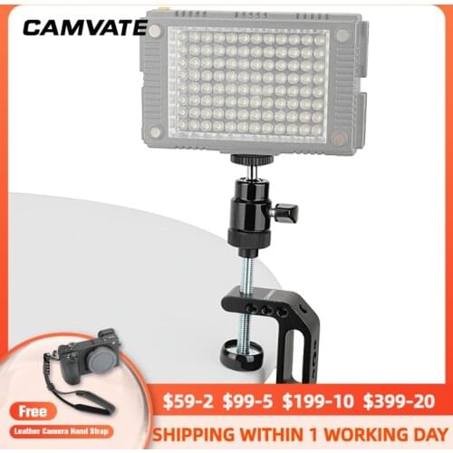 CAMVATE Versatile C-Clamp Desktop Holder With Adjustable 1/4"-20 Ball Head Mount For Monitor/LED/Flashlight/Video Light Mounting
