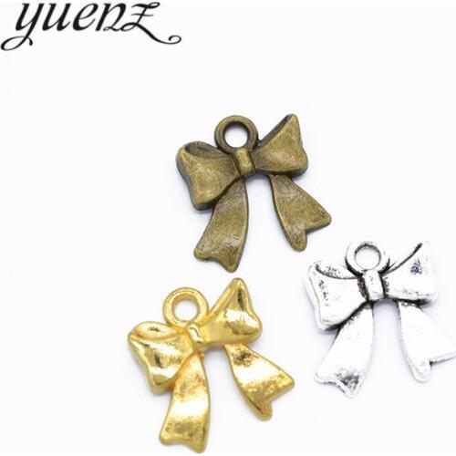 YuenZ 15pcs 3 colour Antique Silver color bow-knot pendant Charms Pendants Jewelry Making DIY Handmade Craft 16*18mm N155