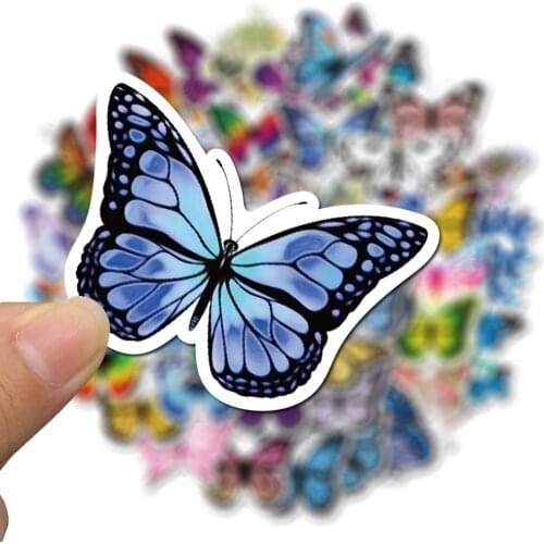 50Pcs Multicolor PVC Flower Butterfly Stickers For Girl Kids Baby Rooms Kitchen Home Decoration Adhesive Stickers Kids Toy Gift