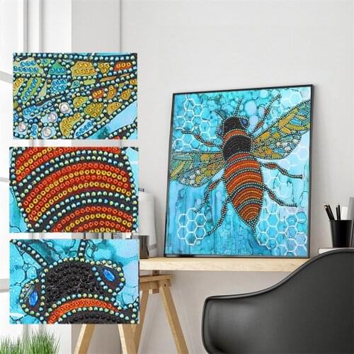 5D DIY Diamond Painting Cartoon Bee Picking Pollen Embroidery Pattern Cross Stitch Needlework Diamond Rhinestone Home Decor