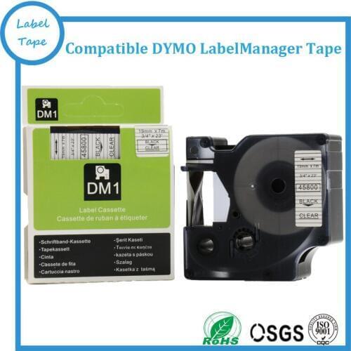Free shipping 3pcs 19mm black on clear DYMO 45800 labels Compatible DYMO D1 label tapes