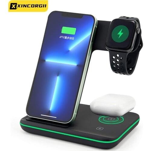3 In 1 Wireless Charger Qi Phone Holder Wireless Chargers Fast Charging Station For Iphone 12 11 XS Mini Pro Max Watch Airpods