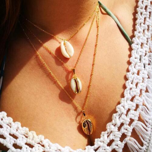 Bohemian Shell Necklaces For Women Multi Layer Cowrie Shell Pendant Necklace Collar Jewelry Gold Long Layering Necklace Bijoux