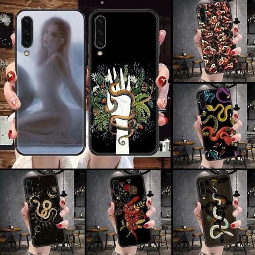 Flower snake Phone Case For Samsung Galaxy A 10 12 20E 21S 30 32 40 50 51 52 70 71 72 5 6 7 2016 2018 black art shell painting