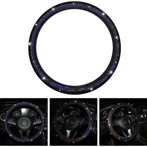 Black White Auto Steering Wheel Covers Anti-Slip Leather Car Steering-wheel Cover Car-styling Anti-Slip Universal Accessories