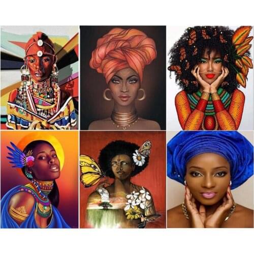 Diy Diamond Painting Square round Stones African Women Diamond Embroidery Full Display Diamond Mosaic Sale Home DecorationZP-872