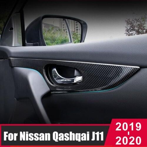 For Nissan Qashqai J11 2014-2017 2018 2019 2020 Carbon Fiber Car Interior Door Handle Bowl Frame Covers Trim Sticker Accessories