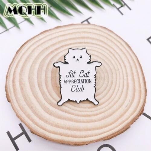 Cartoon White Animal Cat Fat Kitty Enamel Brooch Custom Alloy Badge Clothes Bag Cute Pin Accessories Jewelry Gift For Friends