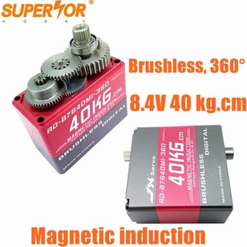 JX RD-B7640MI-360 40kg 8.4V 0.11sec brushless servo 360 degree Magnetic induction full CNC aluminium hulls Robot mechanical arm