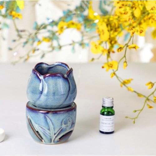 Tulip Ceramic Aroma Diffuser Split Type Aromatherapy Essential Oil Utensils Indoor Aromatools Candle Stove 180ml Water Volume