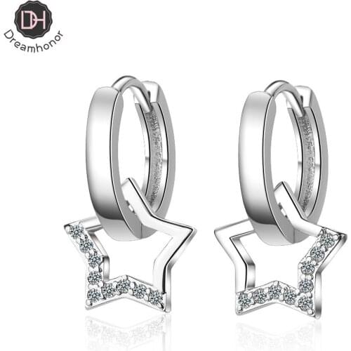 Dreamhonor Top Quality Cubic Zirconia Rhinestone Five Star Clip Earrings Fashion CZ Crystal Female Wedding Party Gift Jewelry