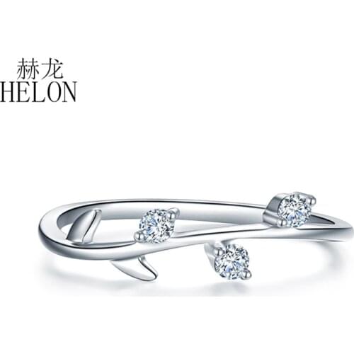 HELON VVS/DEF Moissanite Ring Solid 14k White Gold Lab Grown Moissanite Diamond Engagement Ring Women Trendy Fine Jewelry Gift