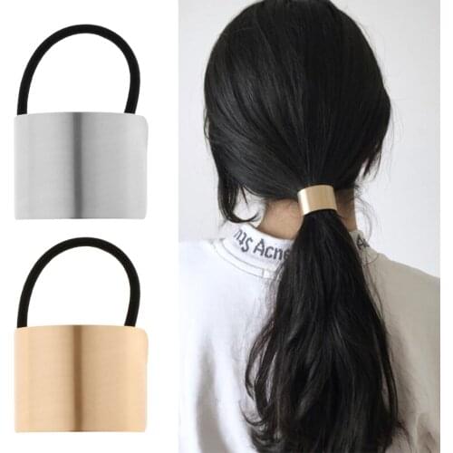 Retro Hair Ponytail Ring Cover Metal Cuff Wrap Holder Elastic Rope Band Gift