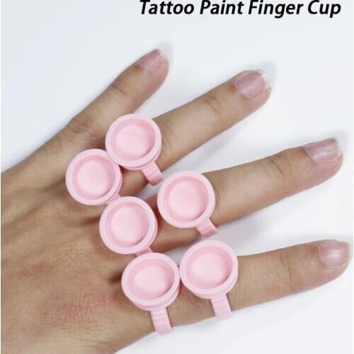 200PCS Tattoo Ink Ring Cap Pigment Cup Pink Medium Size Adjustable Beauty Makeup Tool Accessories One-Time Use Not Easy To Spill