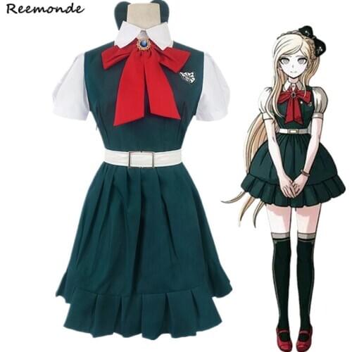 Anime Danganronpa 2 Sonia Nevermind Cosplay Costume Sayonara Zetsubo Gakuen Girls Uniform Top Dress Wigs Hair Womens Clothing