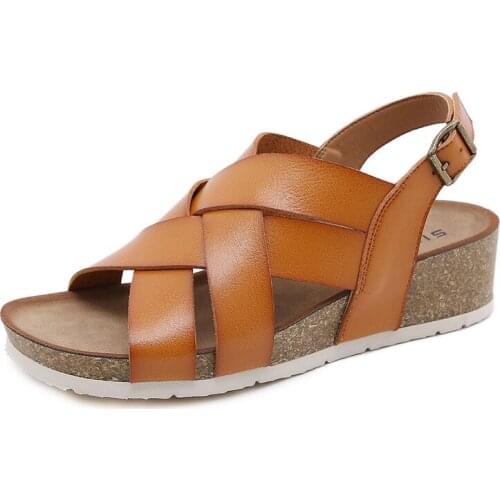 Summer Womens 2021 open-toed small size sports shoes womens sandals slope heel sandals loose cake casual student beach sandals