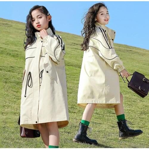 Fashion Baby Girls Windbreakers Spring New England Style Long Sleeve Cotton Kids Outerwears Casual Baby Girls Coats 6-14 Years