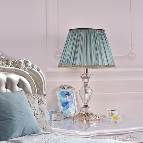 ORY Table Lamp Desk Light Crystal Modern LED Bedside Home Luxury Fabric Decorative for Foyer Bed Room Office Reading Room