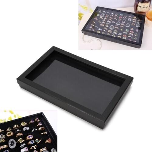 Ring Display Case Organizer Jewelry Storage Tray 100pcs Rings Holder with Lid X7JB