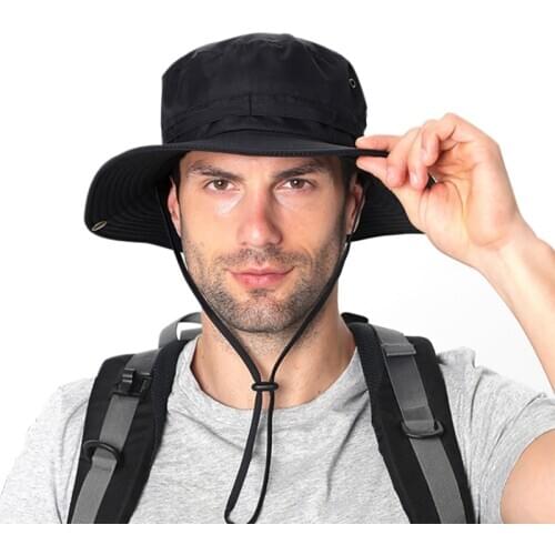 Bucket Hat Water Resistant Quick Drying Outdoor Fisherman Cap With Chin String For Fishing Adjustable Sunshade Climbing