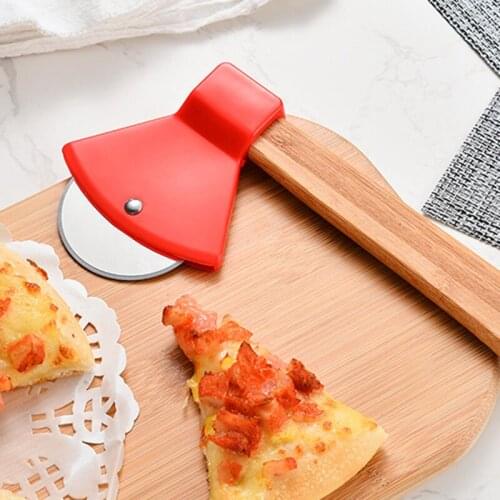 Stainless Steel Pizza Cutter Bamboo Handle Pizza Cutter Plastic Cake Maker Baking Gadgets Kitchen Knives For Waffle Cookies Tool