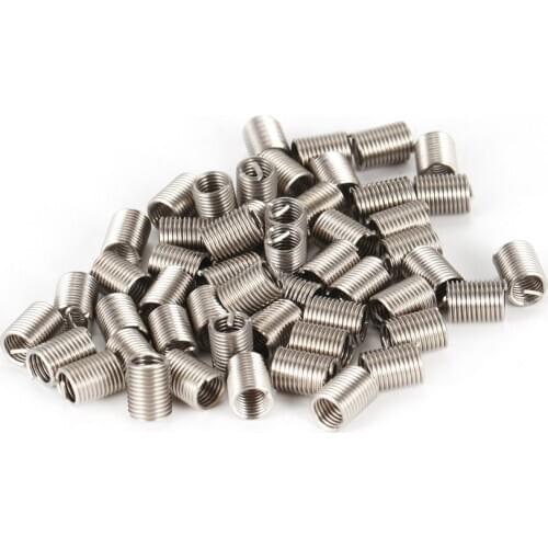 50PCS Threaded Inserts M6 1.0 2.5D Stainless Steel Wire Helicoil Fasteners Hardware Repair Tools Screw Sleeve Set