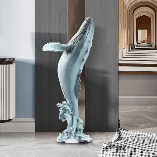 Statues & Sculptures Whale Landing Ornaments Large Living Room Porch TV Cabinet Desktop Soft Decoration Housewarming Gift
