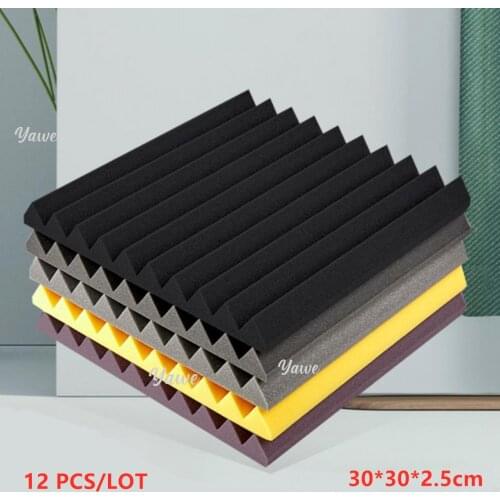 12 PCS 30*30*2.5cm Studio Acoustic Foam Sound Foam Sound Proofing Protective Sponge Soundproof Absorption Treatment Panel