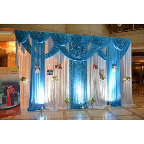 Excellent quality new wedding drops 3X6Meters Ice Material Soft Wedding Backdrops Wedding stage decor
