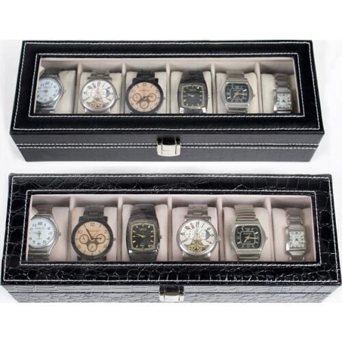 TONVIC 1Pc Factory Wholesale 6 Grid Leatherette Jewelry Watch Display Box Storage Collection Fashion Case