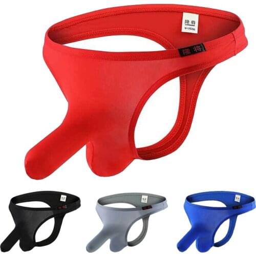 New product penis enlargement underwear mens thong sexy ice silk JJ set of bullet separation translucent mens airplane pants