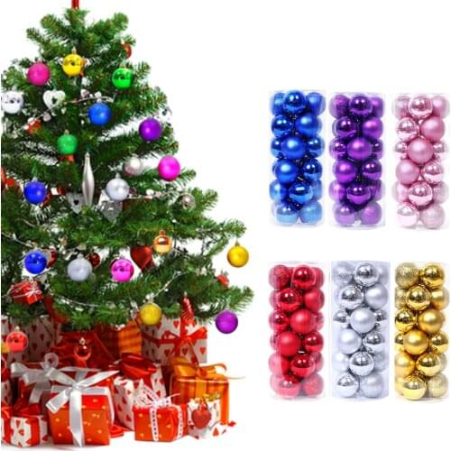 New 24 Piece Christmas Tree Ball Flash Bauble Hanging Family Party Decoration 30mm Holiday Decoration Home Decoration Hot Sale