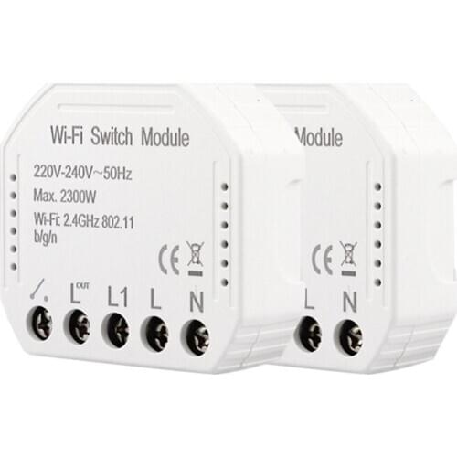 2Pcs Wifi Smart Light Switch Diy Breaker Module Smart Life/Tuya App Remote Control,Works With Alexa Echo Google-Home