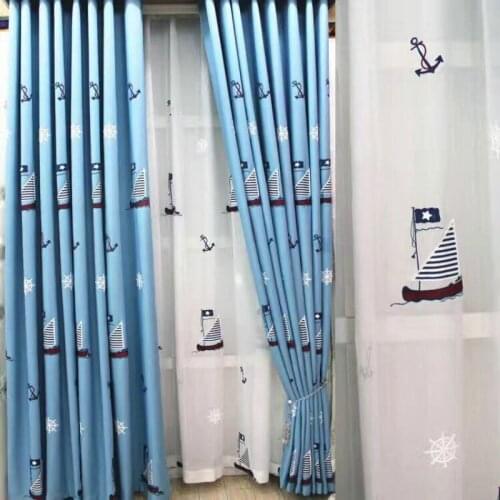 Jacquard Modern Blackout Curtains For Living Room Bedroom Window Treatment Blinds Finished Drapes Blue Color Children Curtains