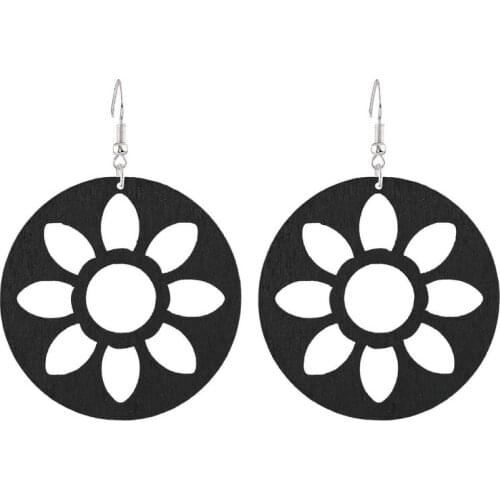 2021 New Arrival Cutout Natutal Wood Petal Earrings for Women Fashion Wood Flower Statement Earrings Jewelry Accessory Wholesale