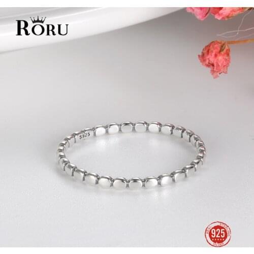 Classical Genuine 925 Sterling Silver Rings Simple Oval Beads Finger Rings for Women Original Rings Fine Jewelry Gift