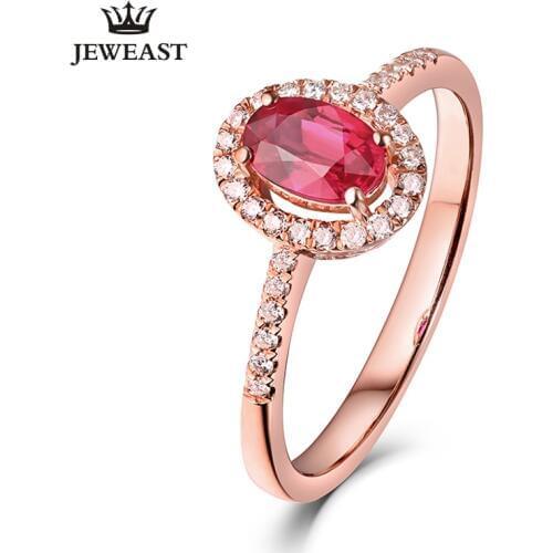 MAQ Natural ruby 18K Pure Gold 2020 New Hot Selling Top Ring Women Heart Shape Ring For Ladies Woman Genuine Jewelry