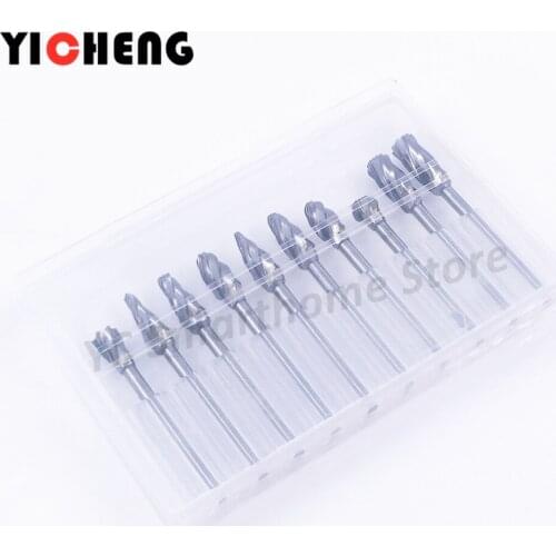 10Pcs set Texture Cemented Carbide Rotary File Jade Woodworking Metal Carving Polishing Tungsten Steel Grinding Head Material