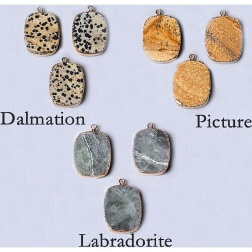 2*3cm natural genuine dalmation Labradorite picture jaspers stone pendant charm for jewelry making necklace earring bracelet diy