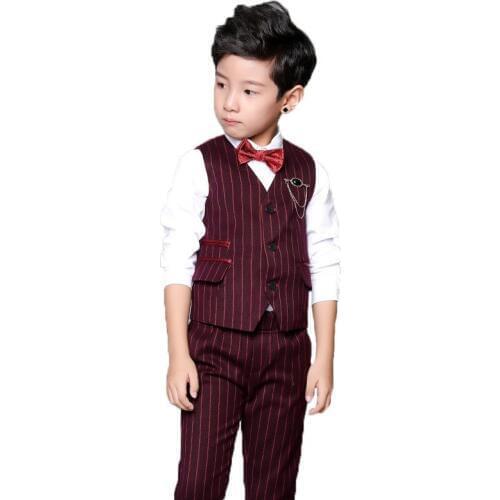 2021 Kids Folwer Boys Formal Suits Tuxedo Sets 2Pcs Gentleman Baby Boys Wedding Birthday Suit Waistcoat Pant 2PCS Clothes