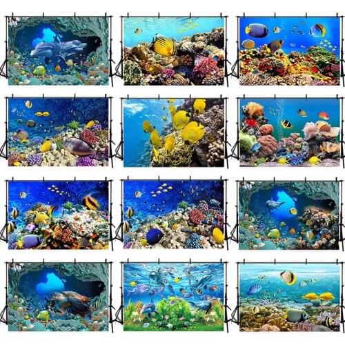 DAWNKNOW 3D Deep-sea Shark Photography Background Backdrop Underwater Word Photocall Newborn Party Wedding Photo Studio Props