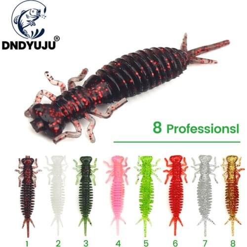 4/8PCS Larva Soft Lures 55mm 1.4g Artificial Lures Fishing Worm Silicone Bass Pike Minnow Swimbait Jigging Plastic Baits