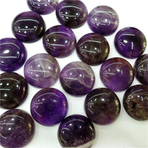 50Pcs 20x5mm Wholesale Natural Purple Amethyst Round Cab Cabochon DIY Jewelry Making Accessories M175