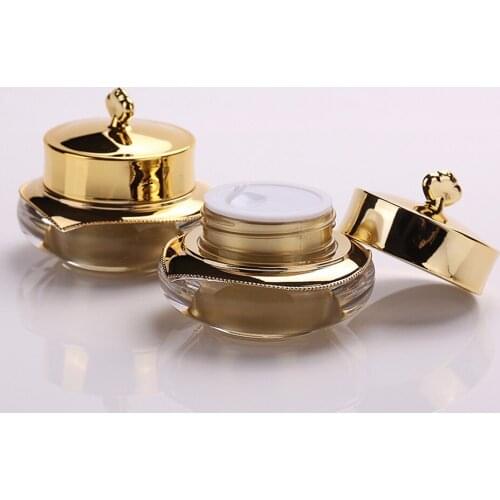 50pcs/lot 5g 10g 30g 50g Mini Cosmetic Container Crown Cube Acrylic Jar Clear Cream Pot Makeup Sample Jars Packaging Bottle