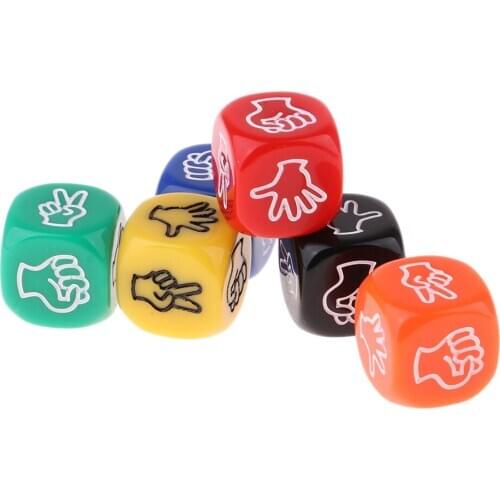 6Pcs Six Color Stone Paper Scissors Dice For DIY Drinking Board Game