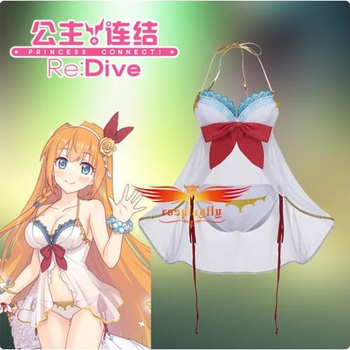 Anime Princess Connect Re:Dive Pecorine Cosplay Costume Adult Women Outfits Beach Dress Bikini Swimsuit High Low Skirt Halloween