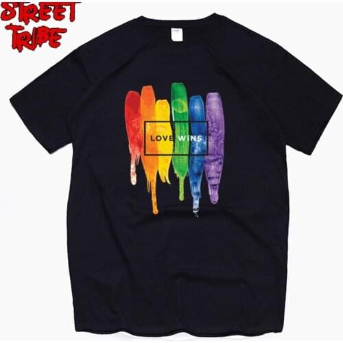 Mens Pride Lgbt Gay Love Lesbian Rainbow Cotton T Shirts Summer Workout Love Wins Tshirts Boyfriend Gift